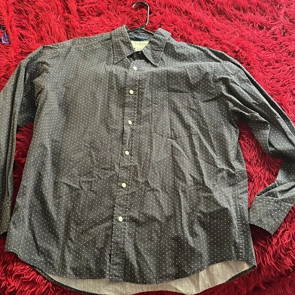 J. Crew Brown Casual Polka Button Down Shirt (Size L)